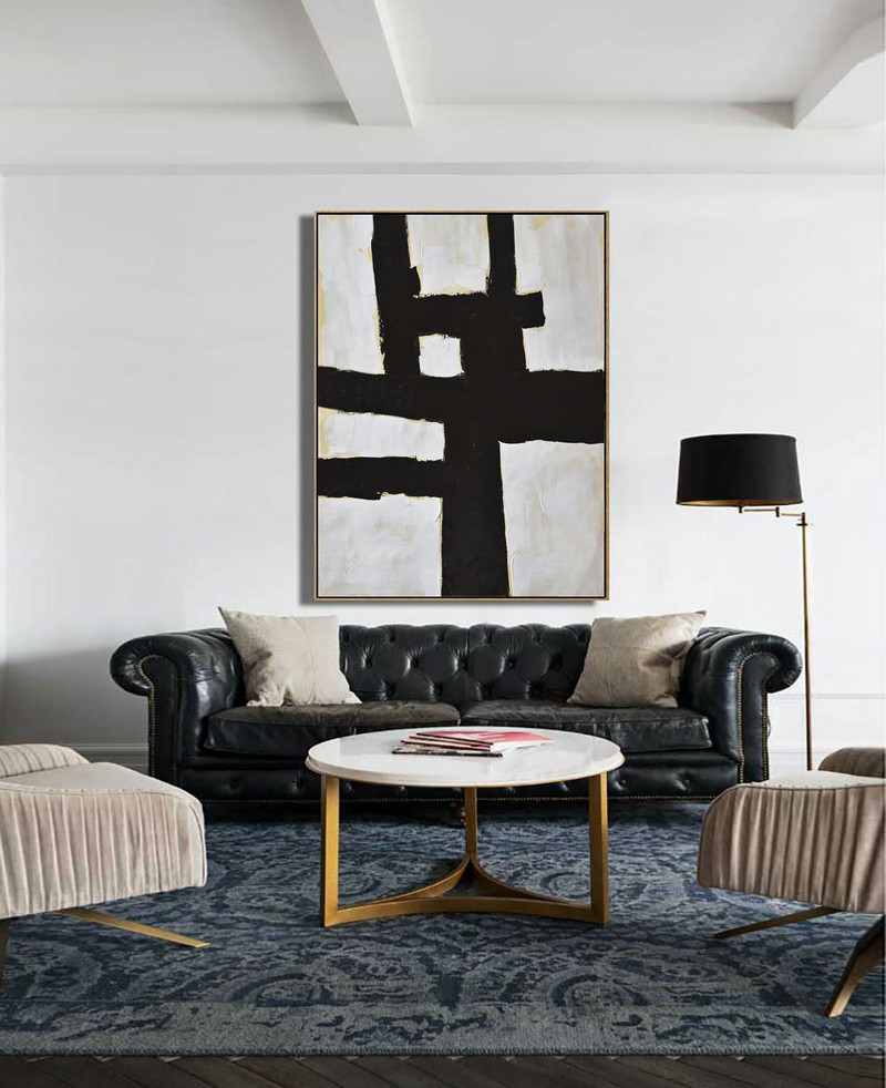 Abstract Painting Extra Large Canvas Art,Minimalist Painting On Canvas, Palette Knife Vertical Minimal Art - Extra Large Wall Art